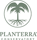 venue-planterra Logo of Planterra Conservatory featuring a stylized tree with roots inside a circle, with the words "Planterra Conservatory" below.